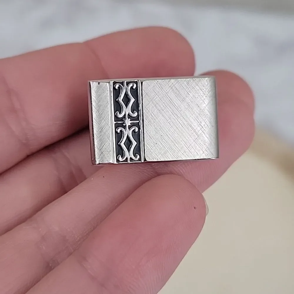SWANK Vintage Cuff Links Silver toned Rectangle
